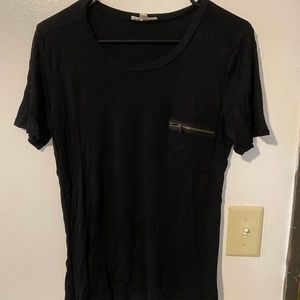 Simple black tee with supper detail on chest